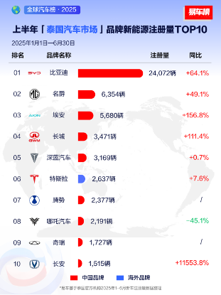 2025上半年比亚迪领跑全球多个新能源汽车市场(图5)