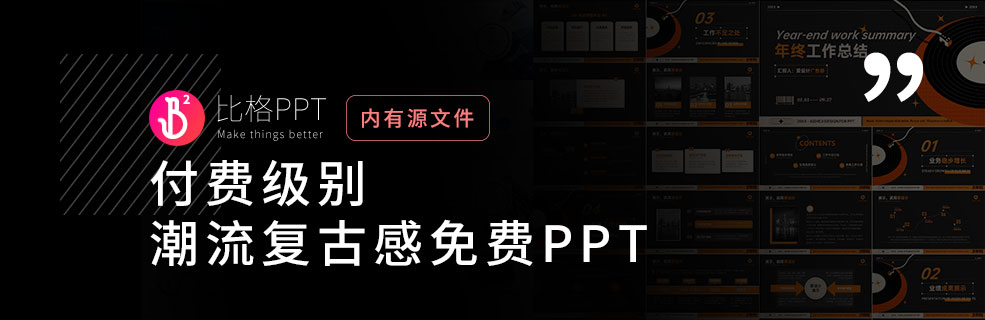 付费级别PPT：潮流复古感年终总结模板 - 壹观办公网