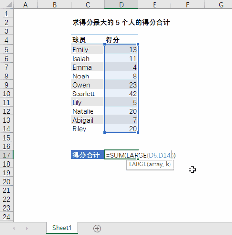 如何对区域中最大的 n 个值求和？(图4)