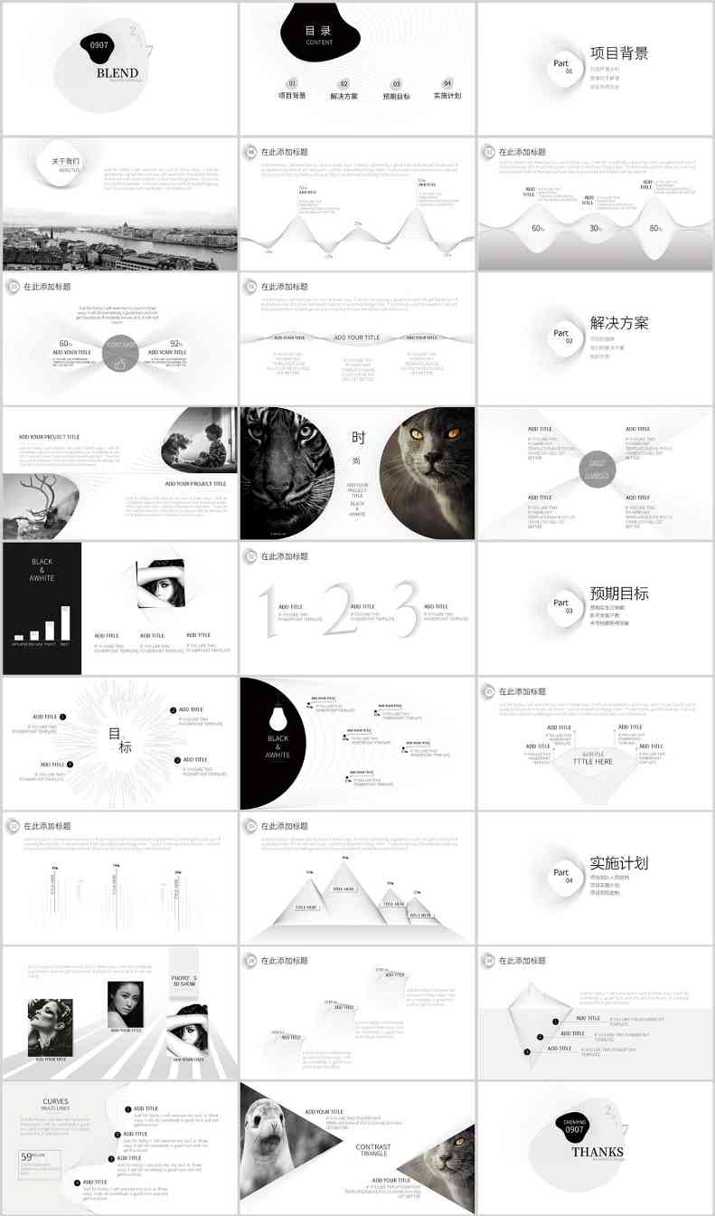 黑白线条PPT：游走在装A和装C之间(图1)