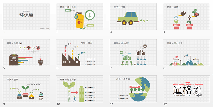 PPT图表|彩色图形图表(环保篇)：网上已经很难找到了(图2)