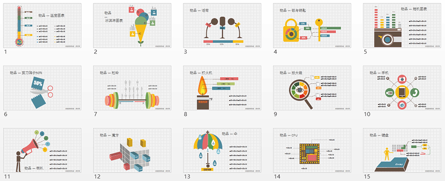 PPT图表|彩色图形图表(物品篇)：万物皆可用(图2)