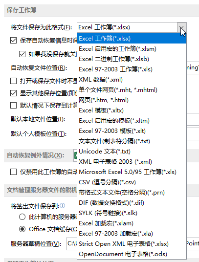 设置 Excel 工作簿保存选项(图2)