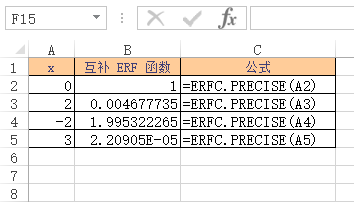 Excel ERFC.PRECISE 函数(图1)