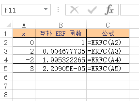 Excel ERFC 函数(图1)