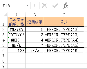 Excel ERROR.TYPE 函数(图2)