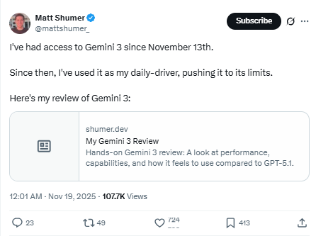 告别“AI味”！Gemini 3初体验：性格直爽、智商(图11)