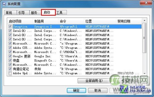 Msconfig关闭windows 7开机启动项的图文方法步骤(图2)