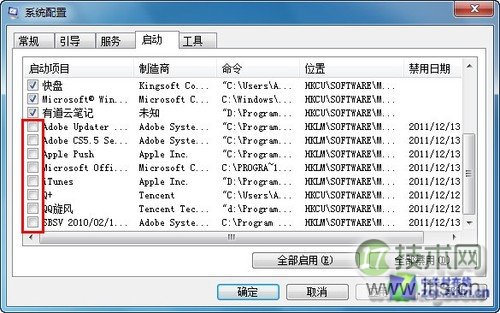 Msconfig关闭windows 7开机启动项的图文方法步骤(图3)