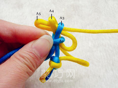 中国结一字型团锦共用套走线图解(图8)