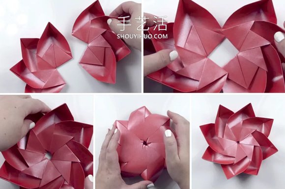 折纸八瓣莲花的视频教程 包括花瓣和叶子折法(图10)