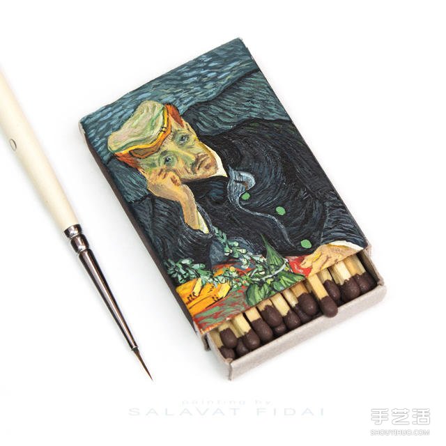 微型艺术：在火柴盒上手绘梵高经典画作 - 双维造物网
