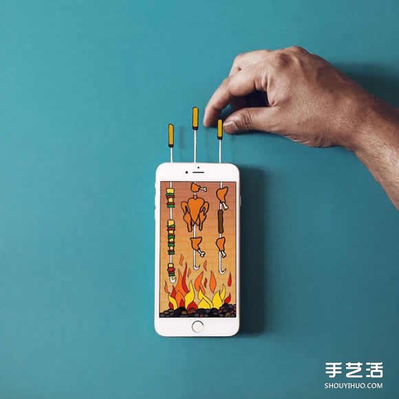 iPhone手机入画 DIY创意无限的有趣插画作品 - 双维造物网