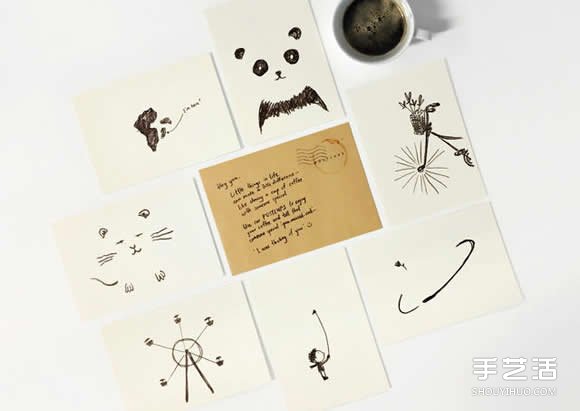 简单的明信片上手绘插图 用咖啡渍来完美收尾(图8)