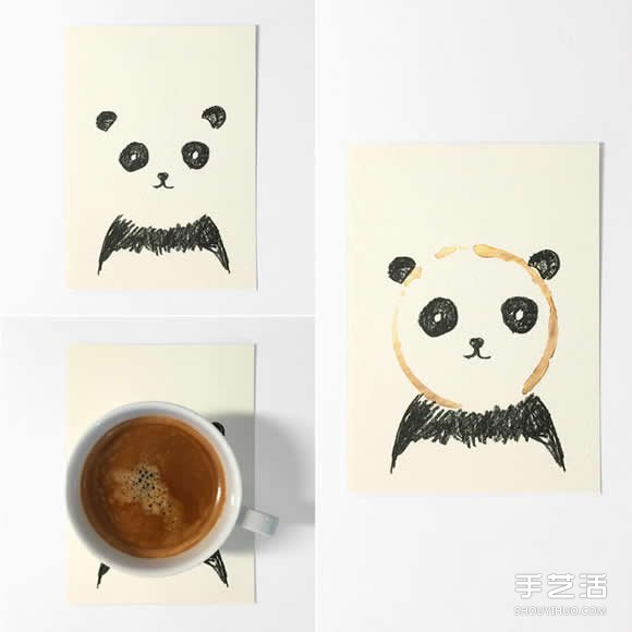 简单的明信片上手绘插图 用咖啡渍来完美收尾(图2)