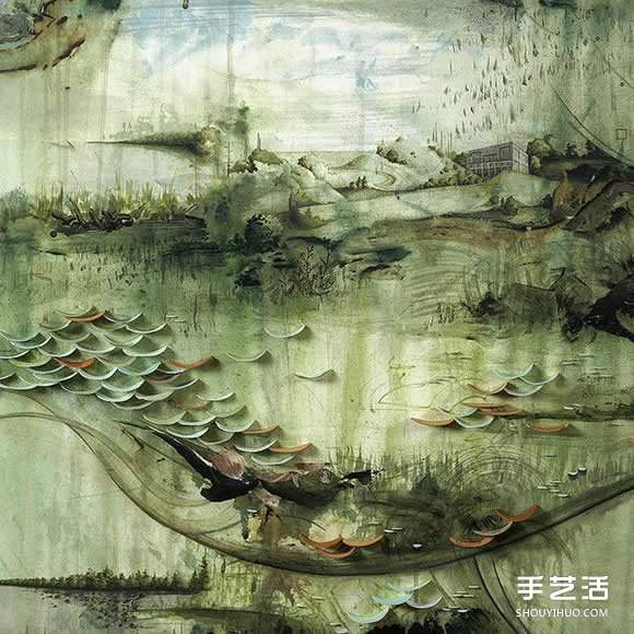 似画不是画：混合材质DIY奇幻华丽的立体山水画(图5)