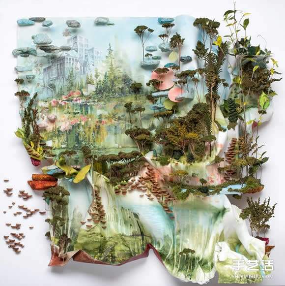 似画不是画：混合材质DIY奇幻华丽的立体山水画(图7)