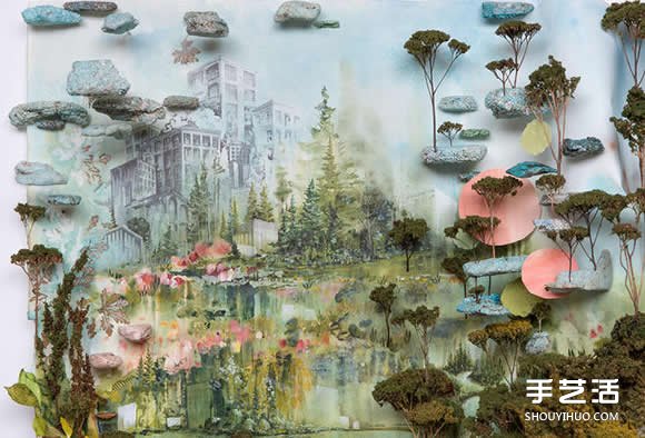 似画不是画：混合材质DIY奇幻华丽的立体山水画(图10)