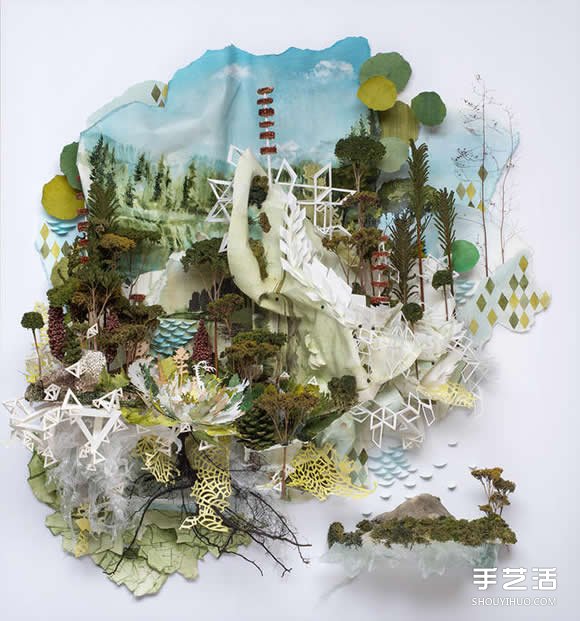 似画不是画：混合材质DIY奇幻华丽的立体山水画(图11)