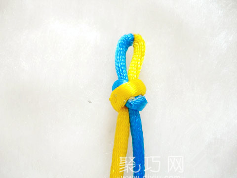 盘长结结合酢浆草结 正盘长蝴蝶结挂饰编法图解(图4)