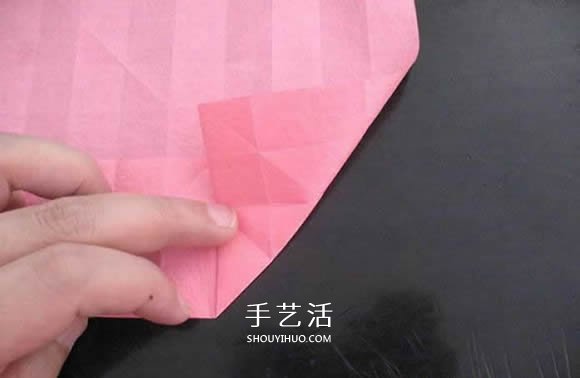 赠送初恋的小礼物！折纸蔷薇戒指的折法图解(图45)