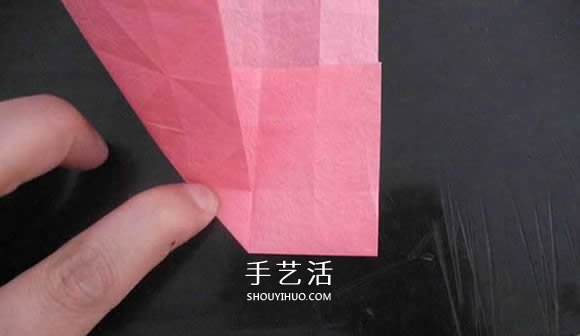 赠送初恋的小礼物！折纸蔷薇戒指的折法图解(图47)