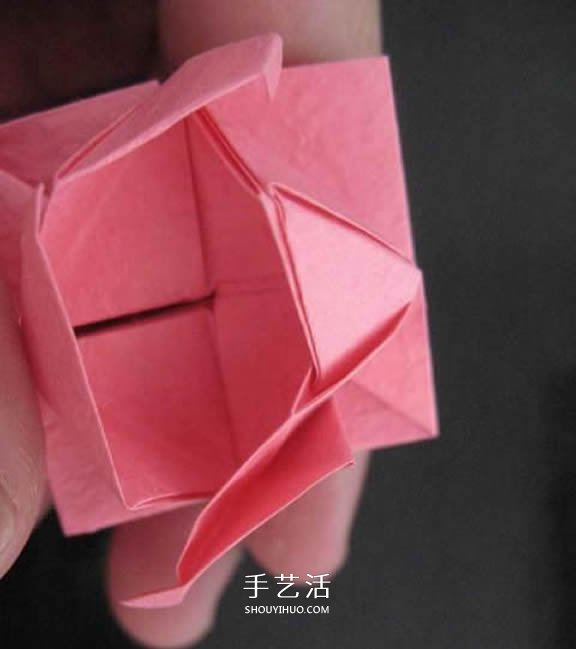 赠送初恋的小礼物！折纸蔷薇戒指的折法图解(图95)