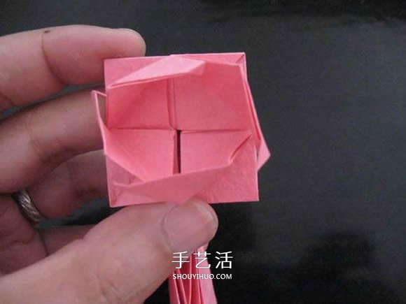 赠送初恋的小礼物！折纸蔷薇戒指的折法图解(图93)
