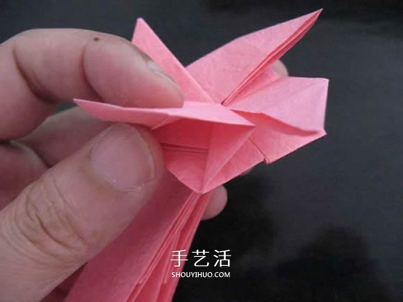 赠送初恋的小礼物！折纸蔷薇戒指的折法图解(图86)