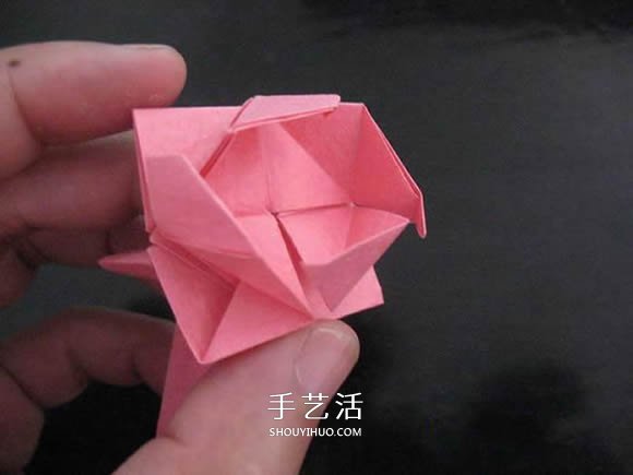 赠送初恋的小礼物！折纸蔷薇戒指的折法图解(图94)