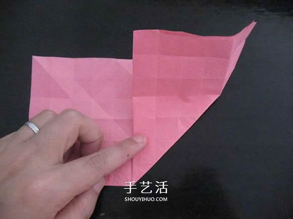 赠送初恋的小礼物！折纸蔷薇戒指的折法图解(图50)