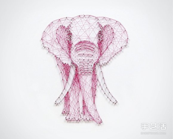 创意立体装饰画手工制作 用线在钉子上拉出图案 - 双维造物网