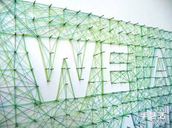 创意立体装饰画手工制作 用线在钉子上拉出图案(图8)