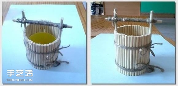 口香糖瓶子废物利用DIY手工制作水桶模型(图5)