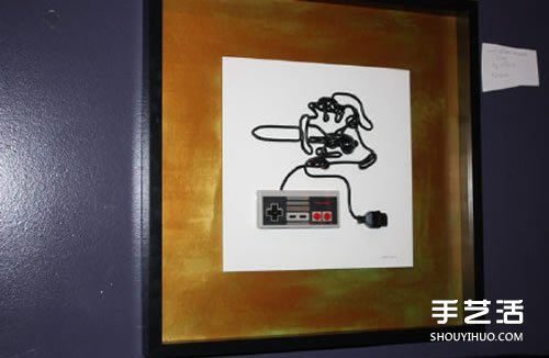 任天堂游戏手柄线DIY制作怀旧风创意装饰画 - 双维造物网