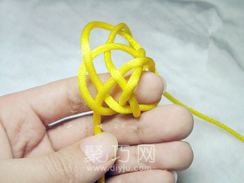 打单线六瓣长纽扣结教程 钻石结编织图解(图4)
