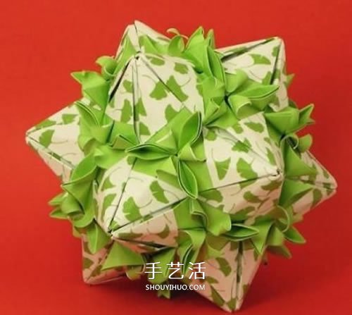 春意盎然的花球！手工折纸立体纸花球的教程(图32)