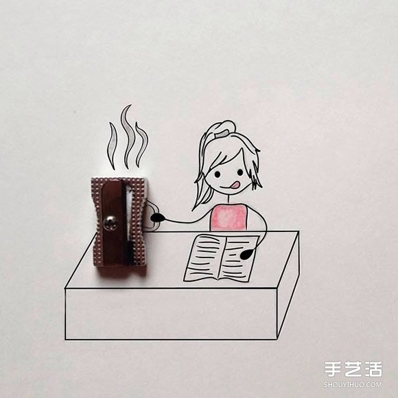 创意画作品欣赏：讲述可爱女生的日常生活(图7)