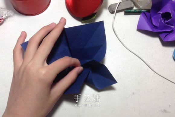 怎么折纸月季花的方法 手工月季花的折法图解(图38)