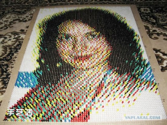 图钉画制作教程：他用一个月钉出女友肖像画(图14)