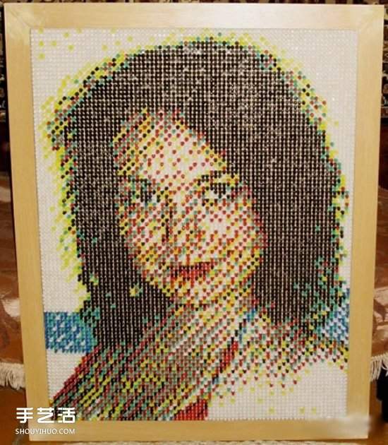 图钉画制作教程：他用一个月钉出女友肖像画(图17)