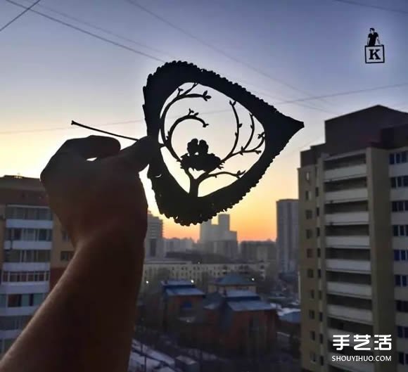 叶子切割画作品图片 精美手工叶切画图片欣赏(图4)