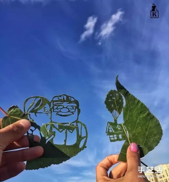 叶子切割画作品图片 精美手工叶切画图片欣赏(图6)