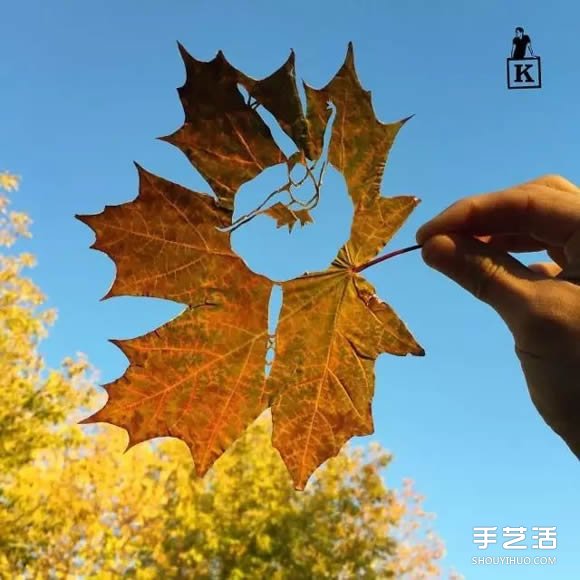 叶子切割画作品图片 精美手工叶切画图片欣赏(图12)
