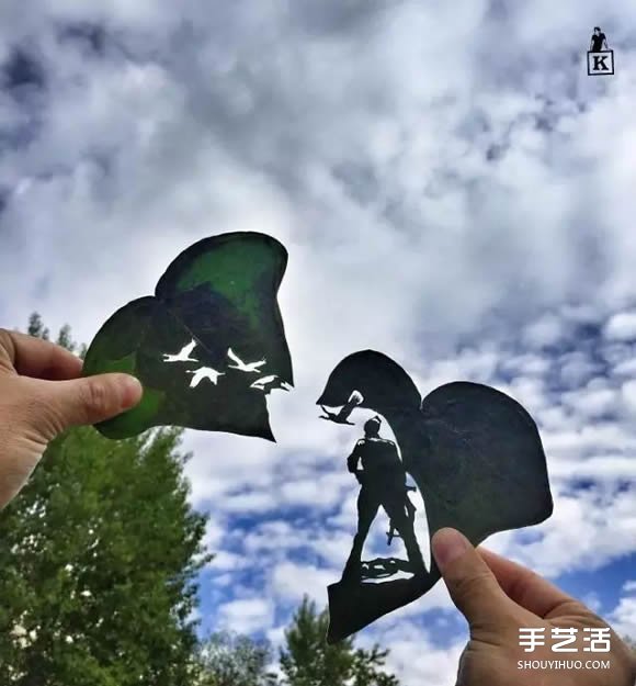 叶子切割画作品图片 精美手工叶切画图片欣赏(图14)