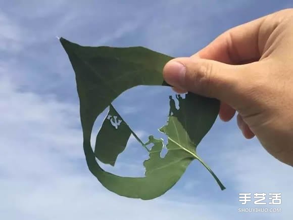 叶子切割画作品图片 精美手工叶切画图片欣赏(图15)