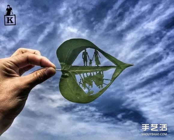叶子切割画作品图片 精美手工叶切画图片欣赏(图16)