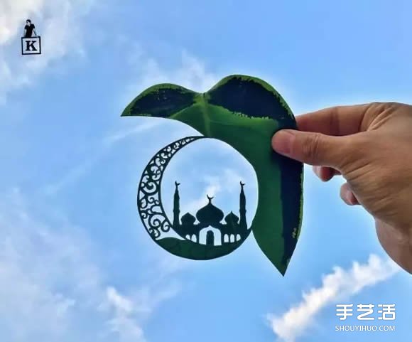 叶子切割画作品图片 精美手工叶切画图片欣赏(图17)