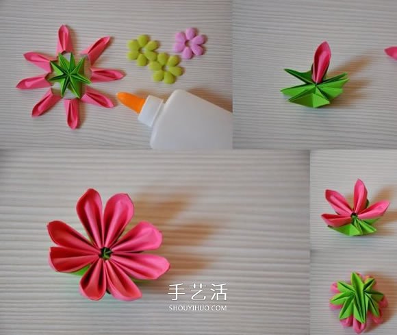 简单又很漂亮的纸花 手工八瓣花的折纸图解(图5)
