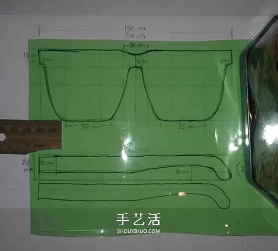 汽水瓶废物利用手工制作黑框太阳镜的方法(图6)